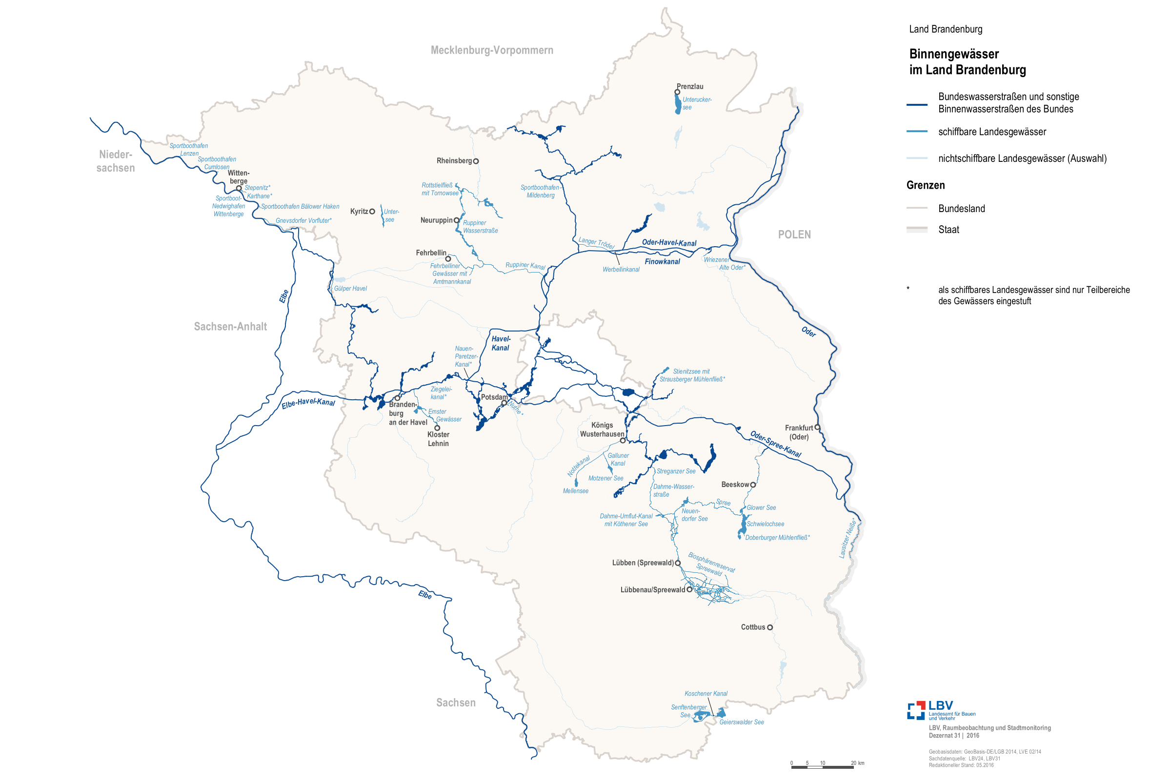 Bundeswasserstraßen Karte - Gewässer in Deutschland Karte
