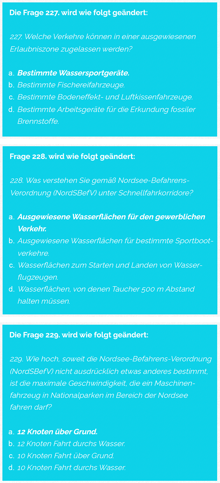 Prüfungsfragen zum Thema Nordsee-Befahrensverordnung