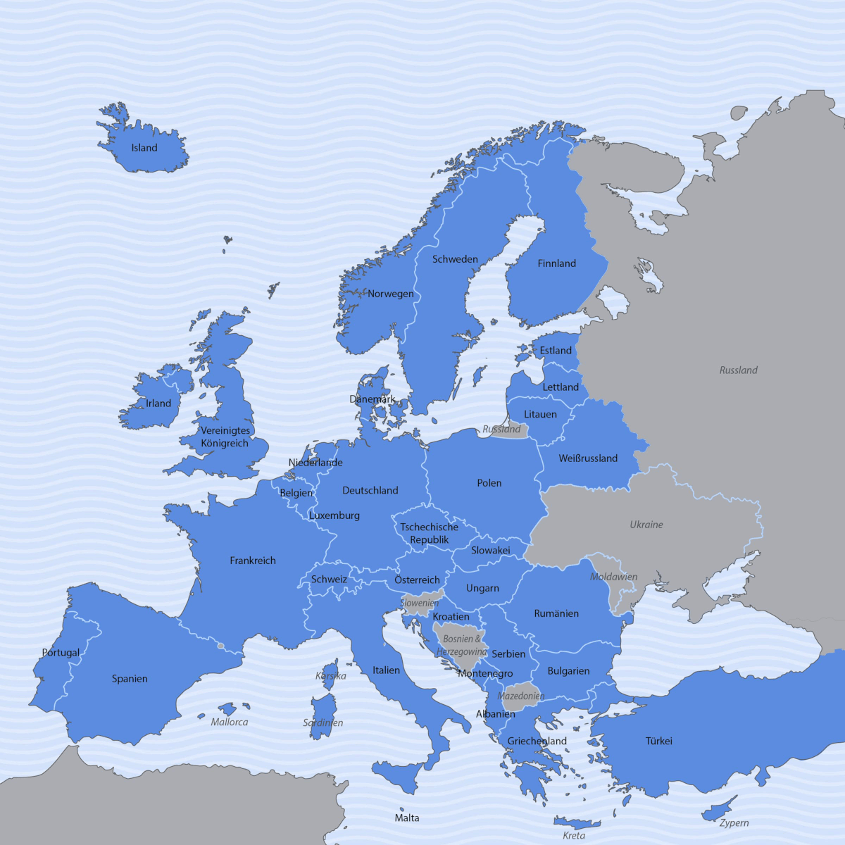 Staaten in Europa, die das ICC formell oder informell anerkennen
