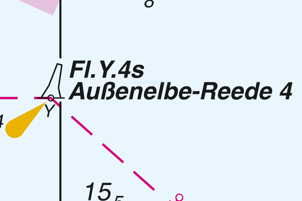 Gelbe Tonne; kein Toppzeichen; gelbes Blitzfeuer; 4 s Wiederkehr